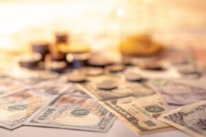 Picture of dollar bills and coins