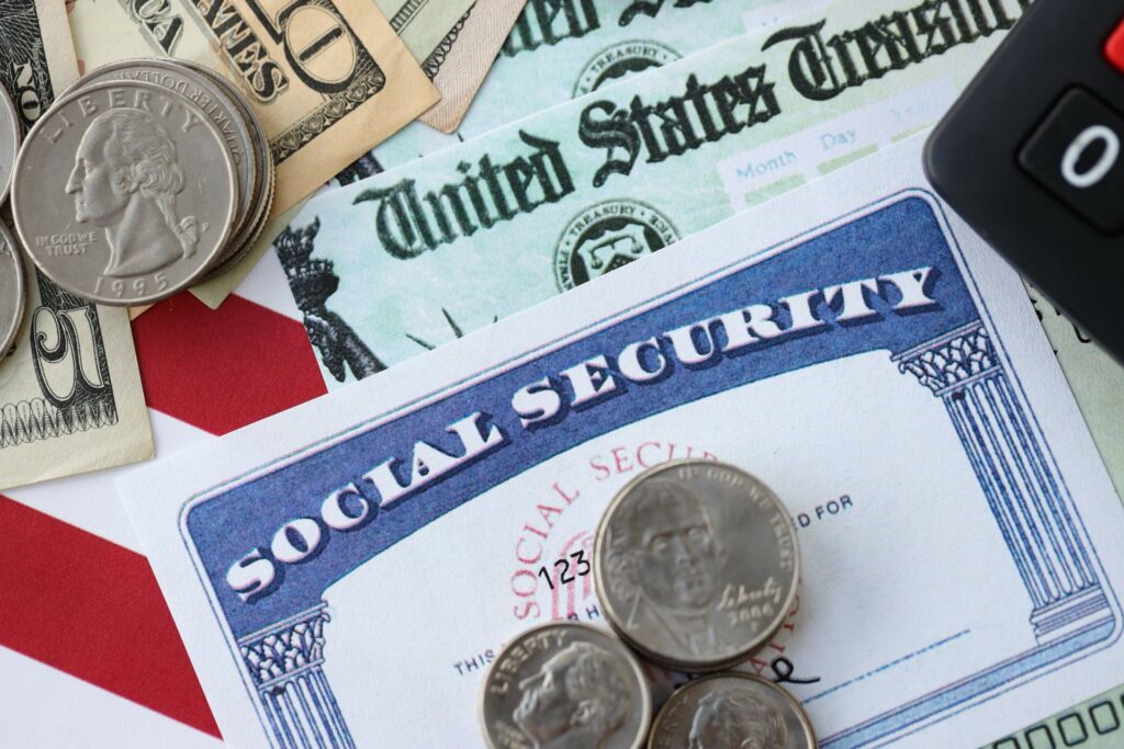Money, bills and social security card