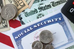 Money, bills and social security card